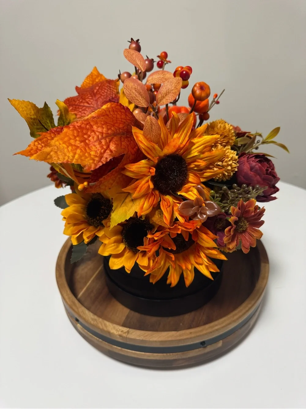 Autumn Harvest Sunflower & Pumpkin Floral Arrangement - Orange